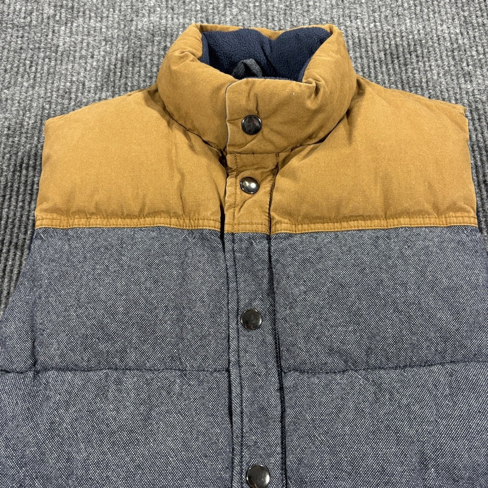 Gap Puffer Vest Men Small Blue Brown Texture‎ Cozy FA18 Snap Front